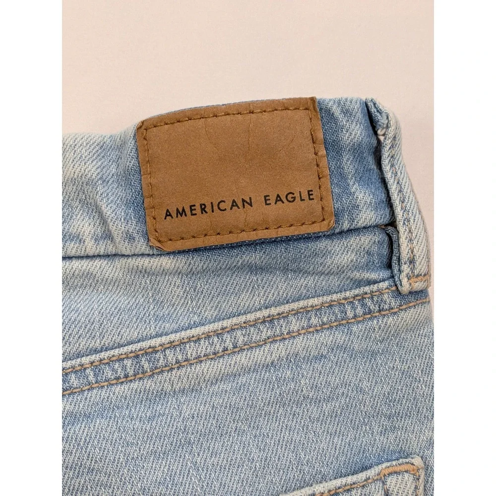 American Eagle Curvy Super High Rise Baggy Straight Jeans Light Wash 10 X-Long - Picture 5 of 14